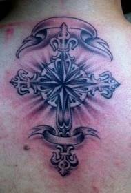 Back classic good looking cross tattoo pattern