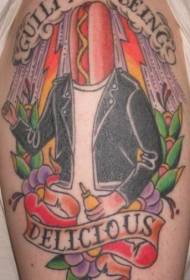 Olkapään väri herkullinen hot dog herrasmies tatuointikuvio