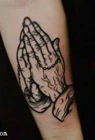 old man praying hand totem tattoo pattern