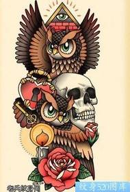 Manoscritto Taro God Eye Owl Tattoo Pattern