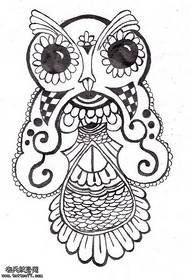 Manoscritto Owl Tattoo Line Tattoo Pattern