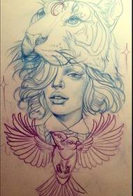 un manoscritto di tatuaggio di tigre personaggio di stile scuola