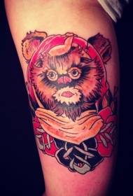 Modello di tatuaggio di creatura e fiore di yake del fumetto