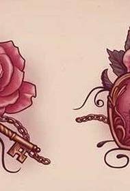 manoscrittu rosa chiave di mudellu di tatuaggi di serratura