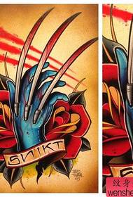 'n Wolverine-tatoeëerhandskrif op skoolstyl