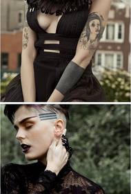 Tatuaje salvaxe de personalidade supermodelo europeo e americano