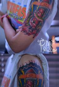 Braccio pop popolare faro colorato con motivo a tatuaggio di polpo
