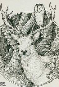manuscript black and white sketch antelope tattoo pattern