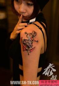 Skönhet arm pop vackra färg ankare tatuering mönster