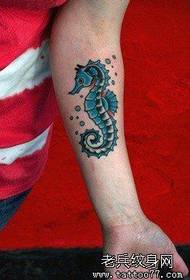 Populiari hipokampo tatuiruotė ant rankos