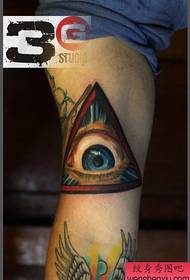 Inside the arm, a European and American 3D color God eye tattoo pattern