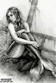 Lámhscríbhinn phatrún tatú mermaid aisteach