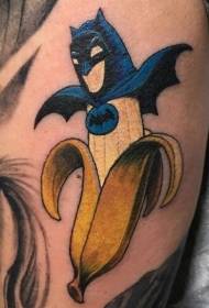 Li-banana tsa katuni tse qabolang tse nang le mokhoa oa tattoo oa batman