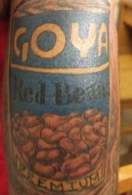 Motivo del tatuaggio del fagiolo di goya di colore della gamba