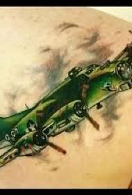 Palla di culore di spalla a II Guerra Mundiale mudellu di tatuaggi di bombe