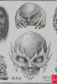 Vzor tetování ďábla: Tattoo Pattern European and American Devil Ghost Head Tattoo Picture