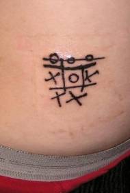 Abdomen nhema nhema yakapusa-tac-toe mutambo we tattoo maitiro