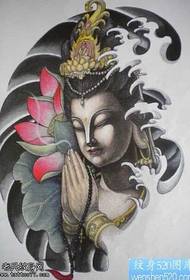 Manuscript Guanyin Lotus Tattoo Pattern