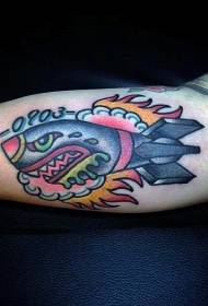 Rokas krāsas jaunā skolas stila smieklīgs bumbas tetovējums