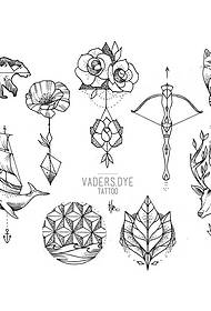 Europa e Stati Uniti nuova scuola una varietà di collezione di manoscritti di tatuaggi