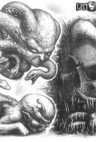 Eiropas un Amerikas Paula Velna galvaskausa tetovējuma modeļa attēli