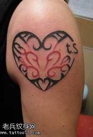 heart-shaped totem letter tattoo pattern