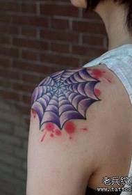 Lány váll pókháló tetoválás minta