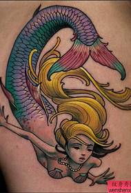 bunta sirena tatuaje-ŝablono