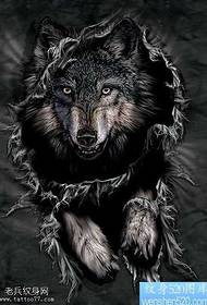 χειρογράφημα αυταρχικός μοτίβο τατουάζ λύκος