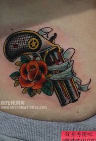 Old school pistool rose tattoo picture