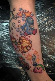 Modello di tatuaggio di creatura del fumetto divertente carino dipinto