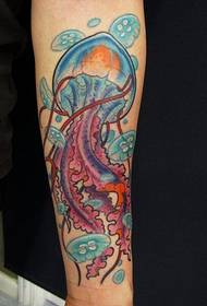 Arm pop vackra färgade maneter tatuering mönster