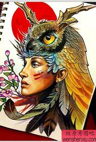 გირჩევთ ლამაზი ევროპული და ამერიკული owl tattoo ხელნაწერი