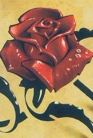 3D կարմիր վարդի դաջվածքների օրինակ
