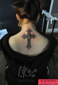 Girl neck good looking handsome cross tattoo pattern