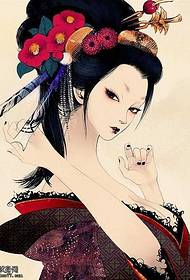 iwe afọwọkọ ẹwa geisha tatuu apẹrẹ