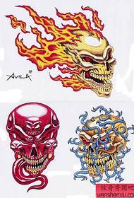 Tattoo pattern picture: a picture of a European and American totem flame skull tattoo pattern (tattoo)