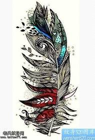 modello di tatuaggio piuma colore manoscritto