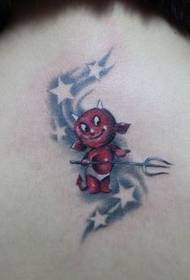 Een kwade kleine duivelstattoo op de rug