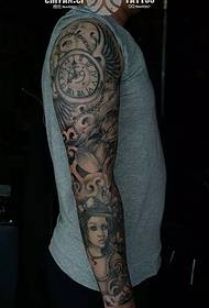 Europska i američka djevojka džepni sat cvjetni uzorak tetovaža ruku