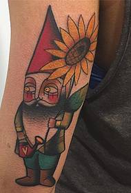Modello di tatuaggio girasole personaggio dei cartoni animati