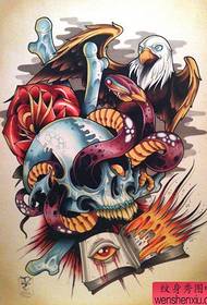 Modello di tatuaggio di aquila teschio stile europeo