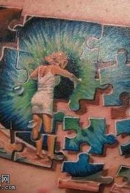 3D koloreko puzzlearen begi tatuaje eredua