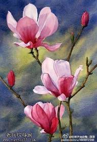 Modello di tatuaggio dell'acquerello magnolia