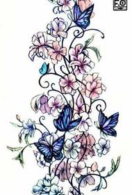 ຕົ້ນດອກໄມ້ໃບລານແລະຮູບແບບ tattoo butterfly