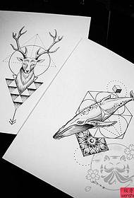 två antilopshark tatueringsmanuskriptmönster