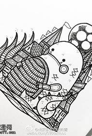 manuscript line small animal tattoo pattern
