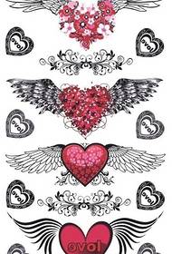 प्यार पंख और कमर टैटू पैटर्न का एक सेट