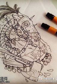 Handgeschilderde schedel Unicorn tattoo patroon