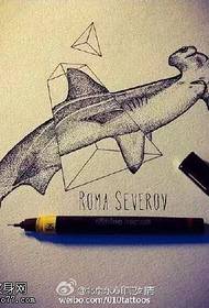 manuscript shark tattoo pattern